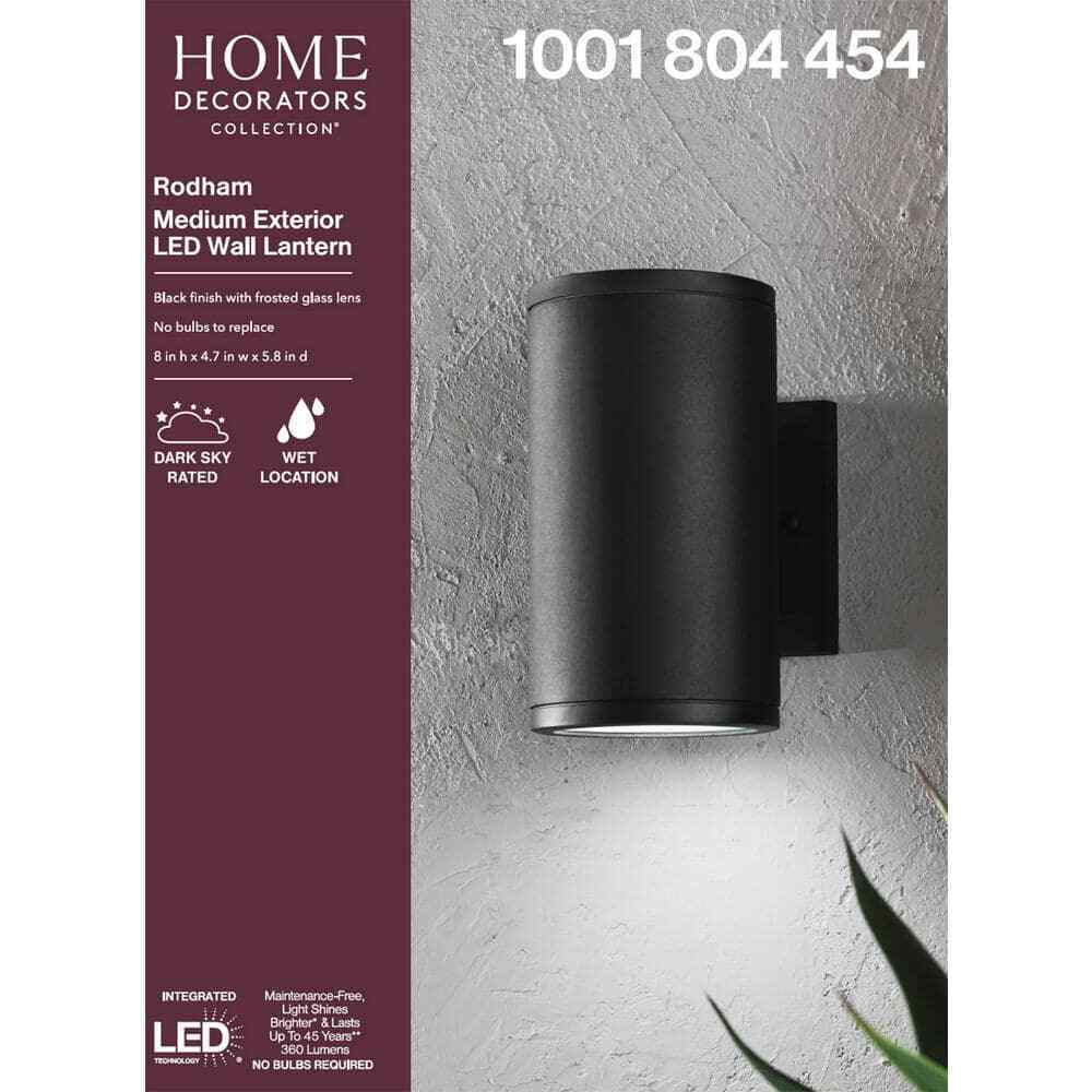 Home Decorators Collection Rodham Black LED Outdoor Wall Lantern Sconce