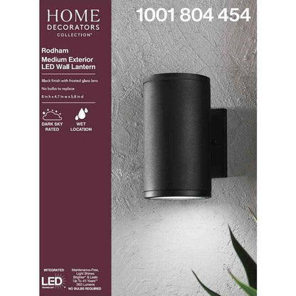 Home Decorators Collection Rodham Black LED Outdoor Wall Lantern Sconce