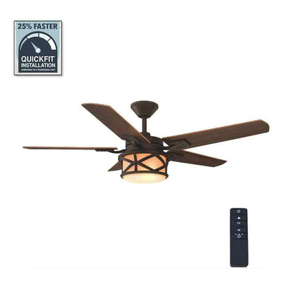 Home Decorators Copley 52 in. Indoor/Outdoor LED Bronze Ceiling Fan w Light Kit