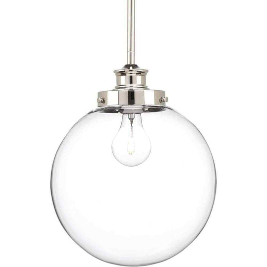 Progress Lighting Penn 9-3/4" 1-Light Polished Nickel Clear Glass Pendant Light