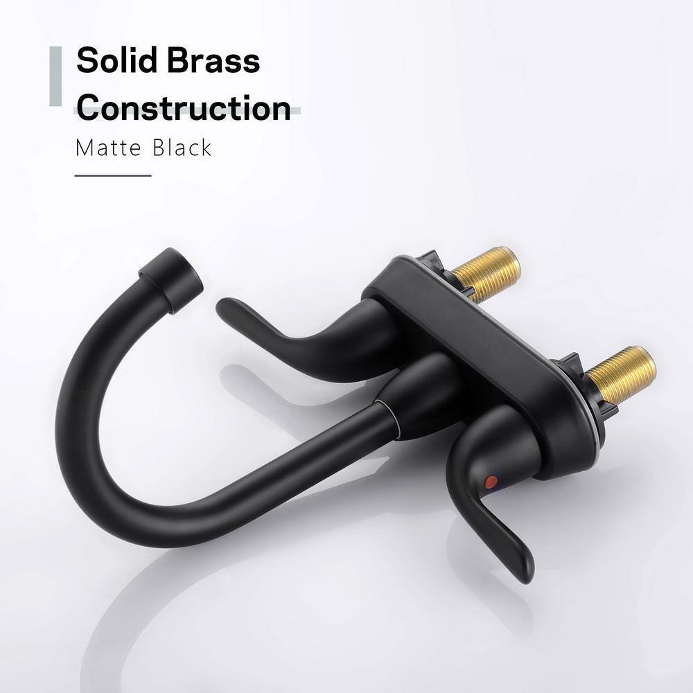 LORDEAR Double Holes 2-Handles Vessel Bathroom Faucet Matte Black Lavatory