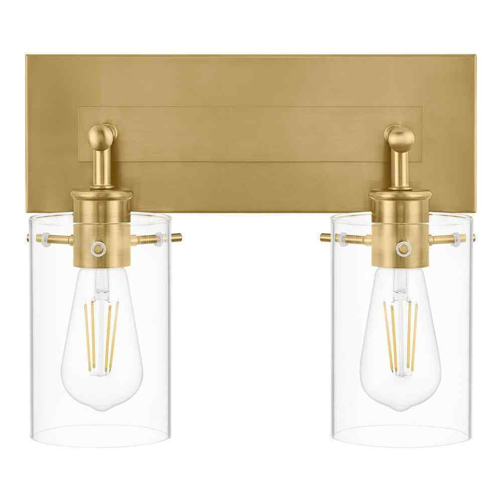 Hampton Bay Regan 12.75 in. 2-Light Brushed Gold Vanity Light