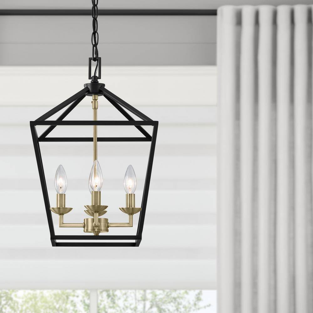 Home Decorators Weyburn 4-Light Black and Gold Farmhouse Chandelier