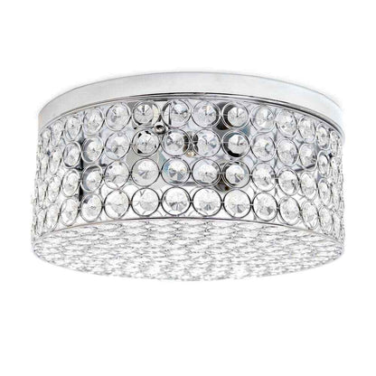 12 in. 2-Light Chrome Round Glam Flush Mount