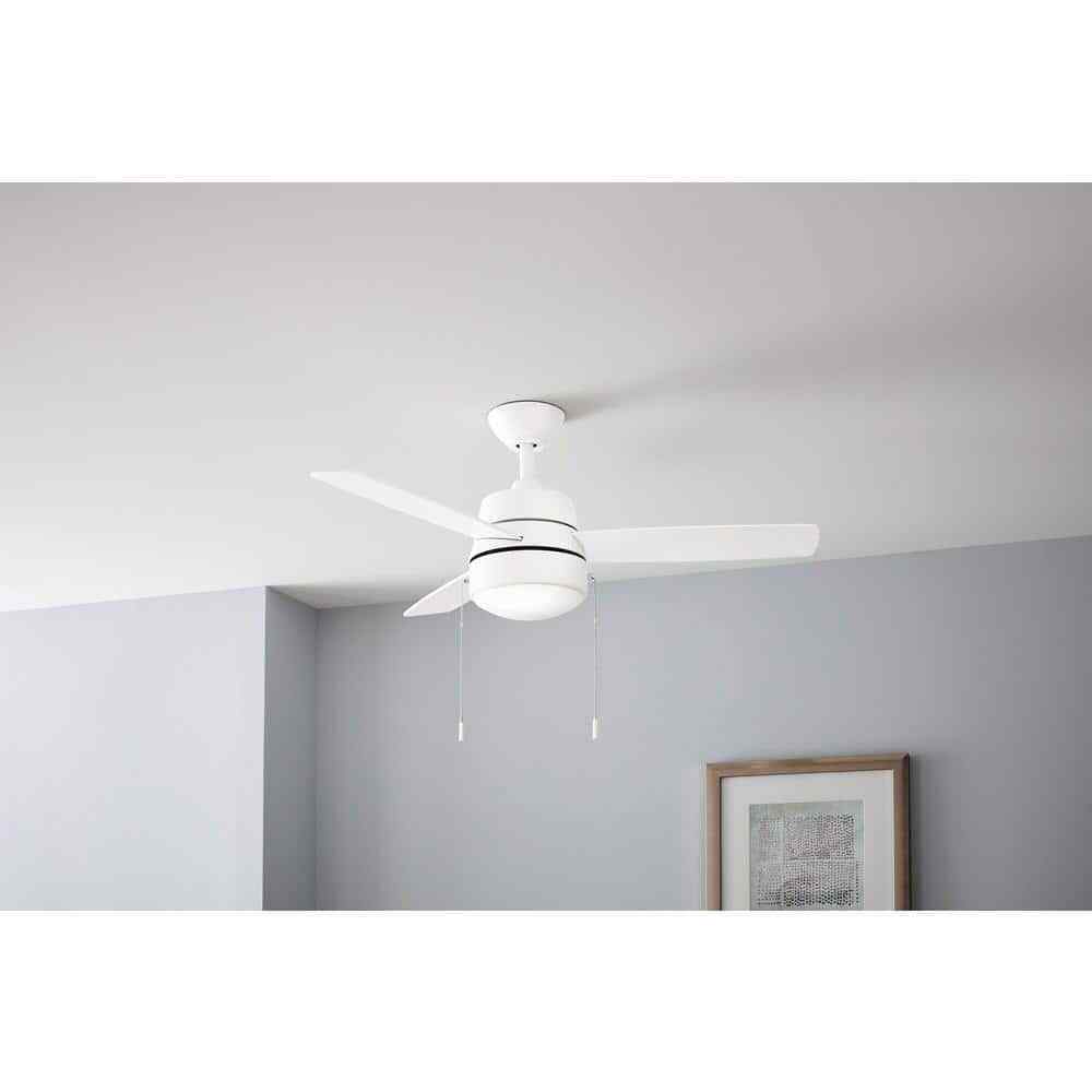 Hampton Bay Caprice 44 in. Integrated LED Indoor Matte White Ceiling Fan