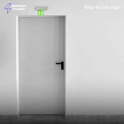 MEDINAH POWER LED Emergency Edge-Lit Exit Sign, Damp Rated GREEN Letters