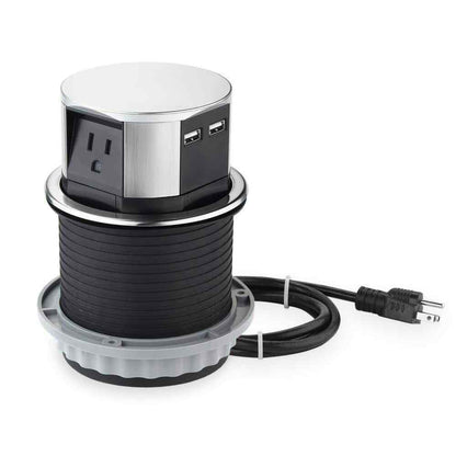 Link2Home Space Saver Pop Up-Outlet 3 Power Outlets 15 Amp 2 USB Ports