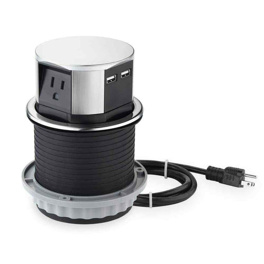 Link2Home Space Saver Pop Up-Outlet 3 Power Outlets 15 Amp 2 USB Ports