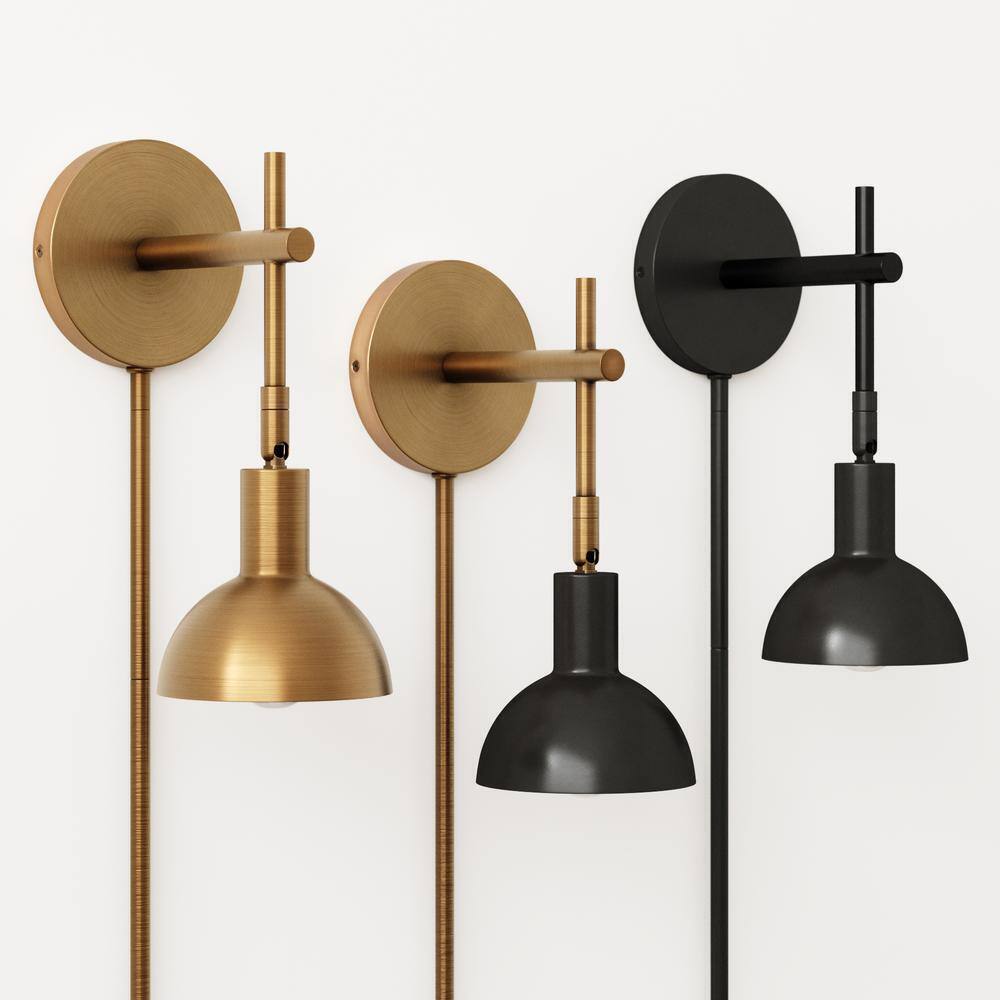 Nathan James Tamlin 5 in. W Matte Black Wall Sconce Plug In Lamp Light Fixture