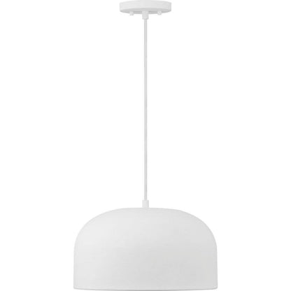 Progress Lighting Arriccio 14 in. White Plaster Round Shaded Pendant Light