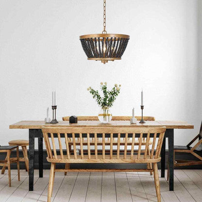 Uolfin Modern Drum Dining Room 3-Light Antique Gold Round Chandelier
