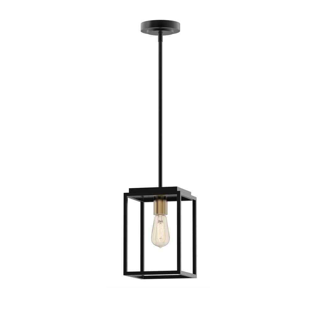 Home Decorators Rollins 1-Light Black Cage Mini Pendant Light for Kitchen