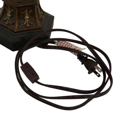 Litton Lane 20 in. Brown Metal Antique Style Floor Lamp Light with Scrolls