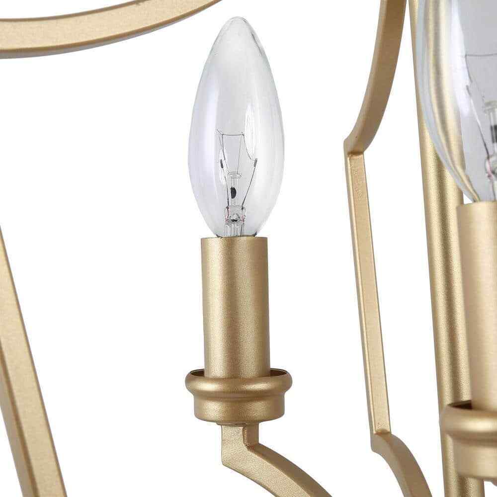 LALUZ Aritik 3-Light Adjustable Gold Geometric Cage Pendant Candle-Style