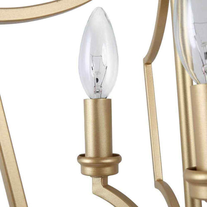 LALUZ Aritik 3-Light Adjustable Gold Geometric Cage Pendant Candle-Style