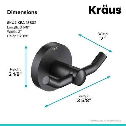 KRAUS Elie Bathroom Robe and Towel Double Hook in Matte Black KEA-18802MB
