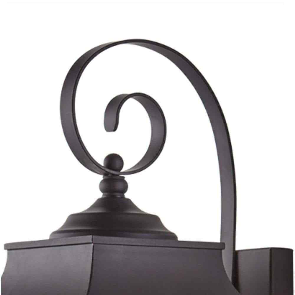 Home Decorators Scroll 17 in. 1-Light Black Small Outdoor Wall Light Fixture