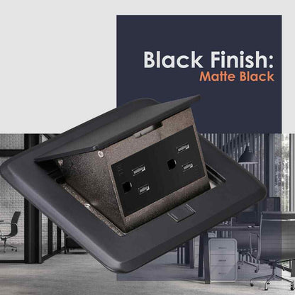 NEWHOUSE Pop-Up Floor Outlet Electrical Box  w/ 15A TR Duplex Receptacle Black
