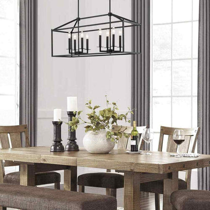 Hukoro Alfa 35 in. 8-Light Modern Linear Chandelier w/ Matte Black Finish