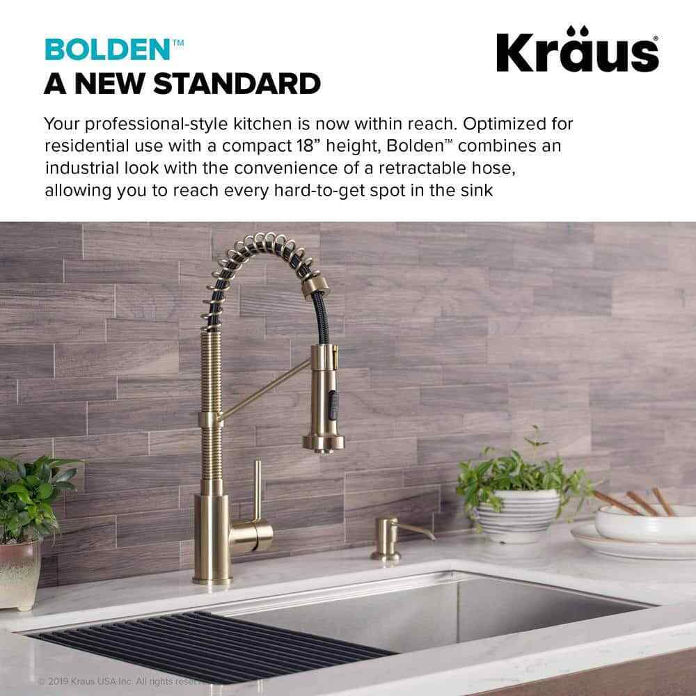KRAUS Single Handle 18-Inch Pull Down Kitchen Faucet w/ Dual Function Sprayhead