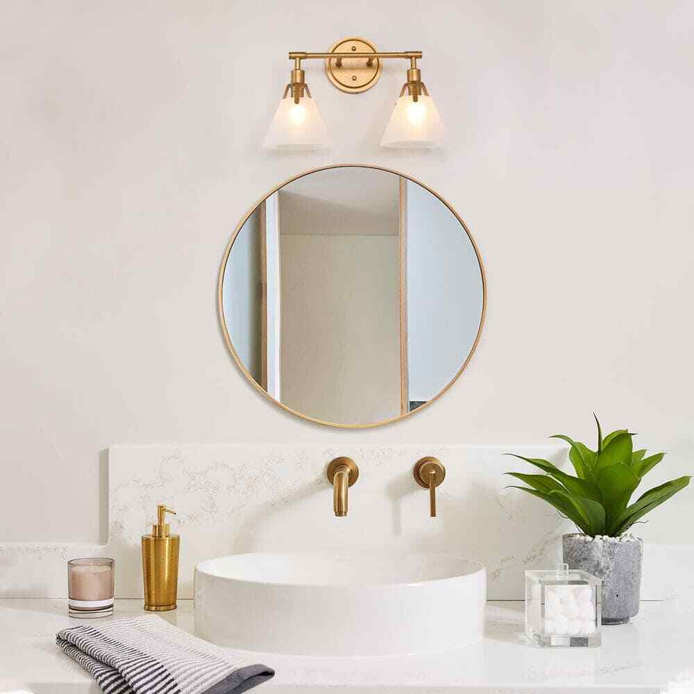 LNC Modern Gold Vanity Light 15.5 in. 2-Light Vintage Bathroom Wall Sconce