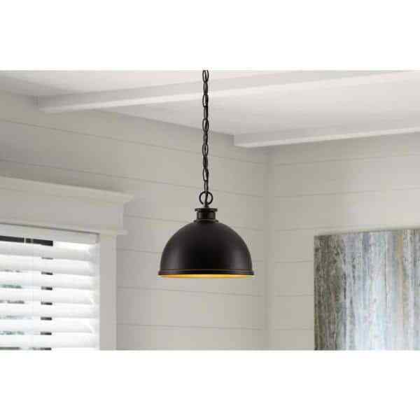 Hampton Bay Talullah 1-Light Oil Rubbed Bronze Pendant Lighting w/ Gold Interior