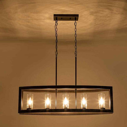 RRTYO Sylvette 5-Light Oil Rubbed Bronze Kitchen Curved Island Chandelier