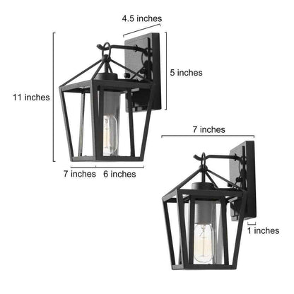 Uolfin Modern Farmhouse Arie 1-Light Industrial Black Cage Outdoor Sconce