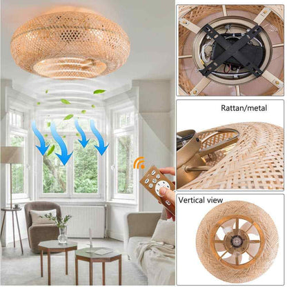 OUKANING 20 in. Gold Farmhouse 6-Speed Reversible Wind Direction Ceiling Fan