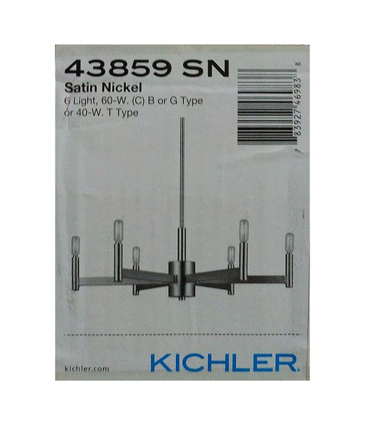KICHLER Erzo 26 in. 6-Light Satin Nickel Contemporary Candle Circle Chandelier