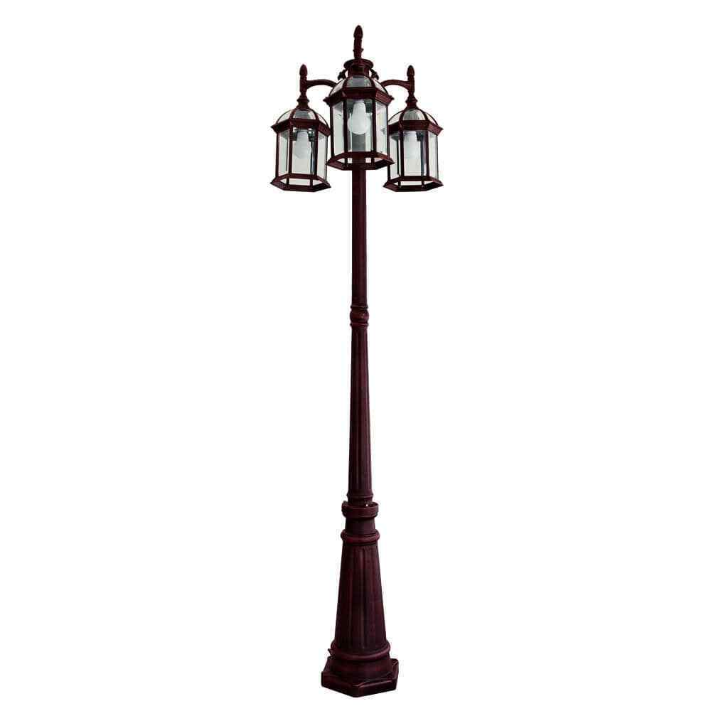 LUTEC 3-Head Rust Outdoor Post Light 7150630272