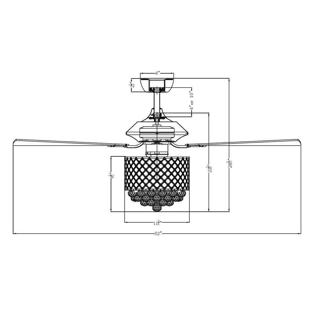 Parrot Uncle 52 in. Indoor Chrome Downrod Mount Crystal Chandelier Ceiling Fan