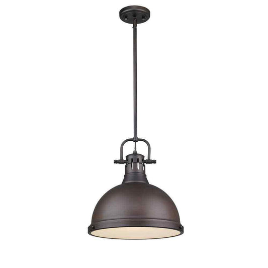 Golden Lighting Duncan 1-Light Rubbed Bronze Pendant with Rod 3604-L RBZ-RBZ