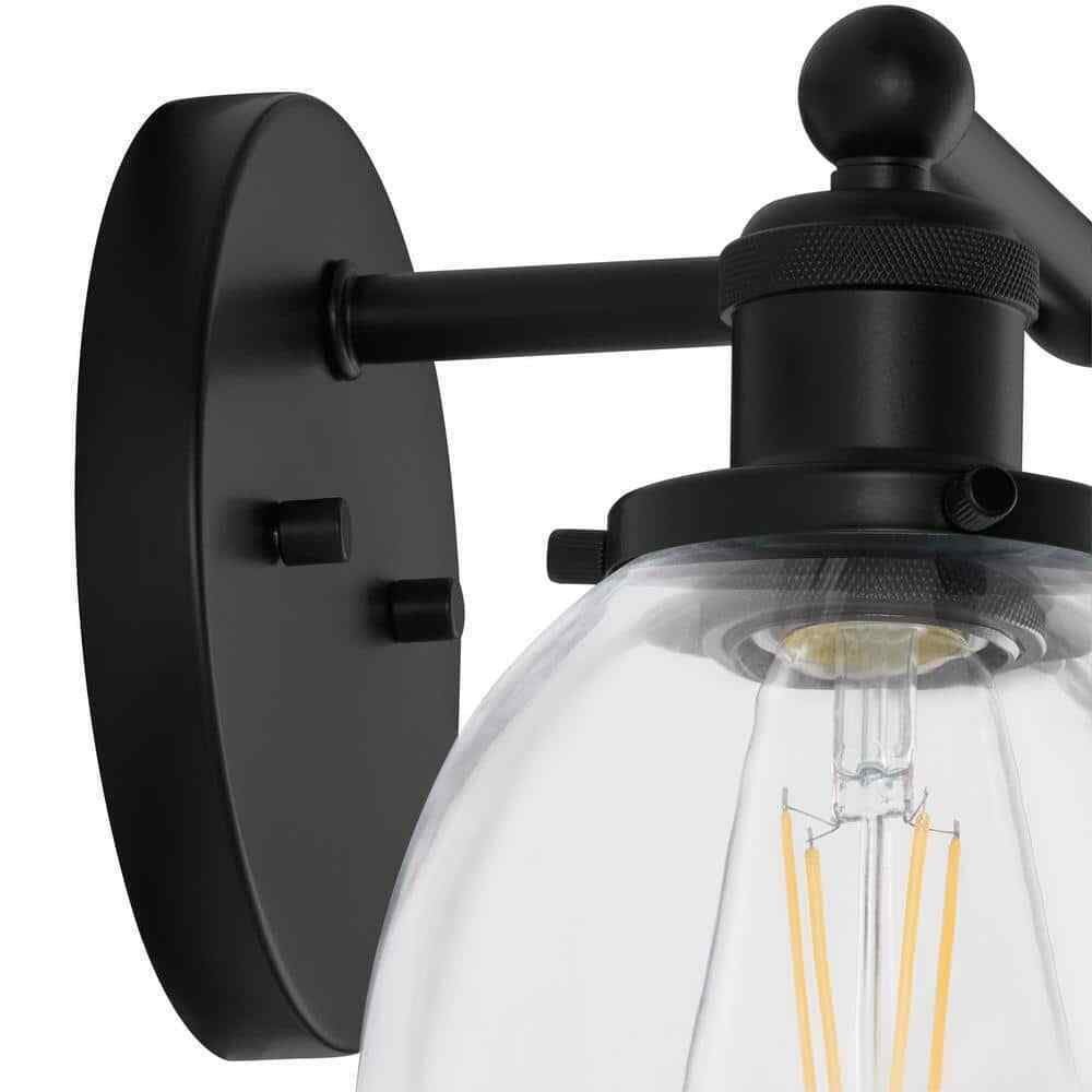 Home Decorators Evelyn 16.25 in.2-Light Matte Black Modern Bathroom Vanity Light