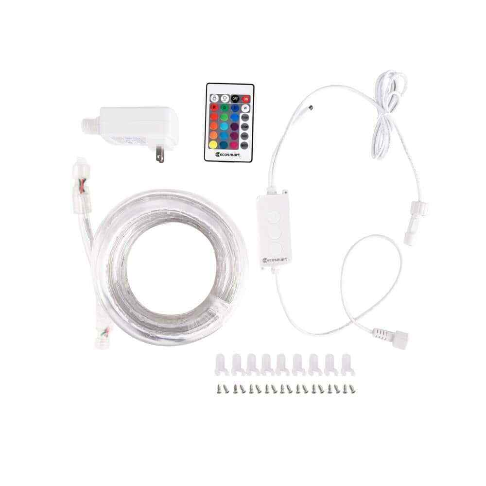 EcoSmart 16.4 ft. RGB Color Dimmable Linkable Plug-In LED Outdoor Rope Light