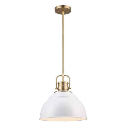 Home Decorators Shelston 13in 1-Light White Brass Hanging Kitchen Pendant Light