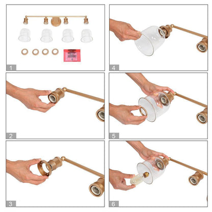 Uolfin Modern Gold Bathroom Wall Lights 29 in. 4-Light Bell Wall Sconce Lighting
