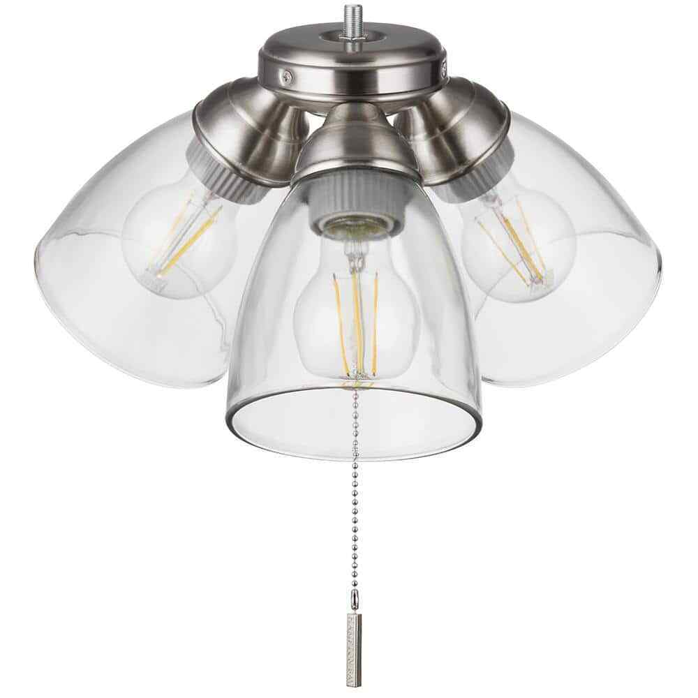 Hampton Bay Rockport Universal 3-Light Brushed Nickel Ceiling Fan LED Light Kit