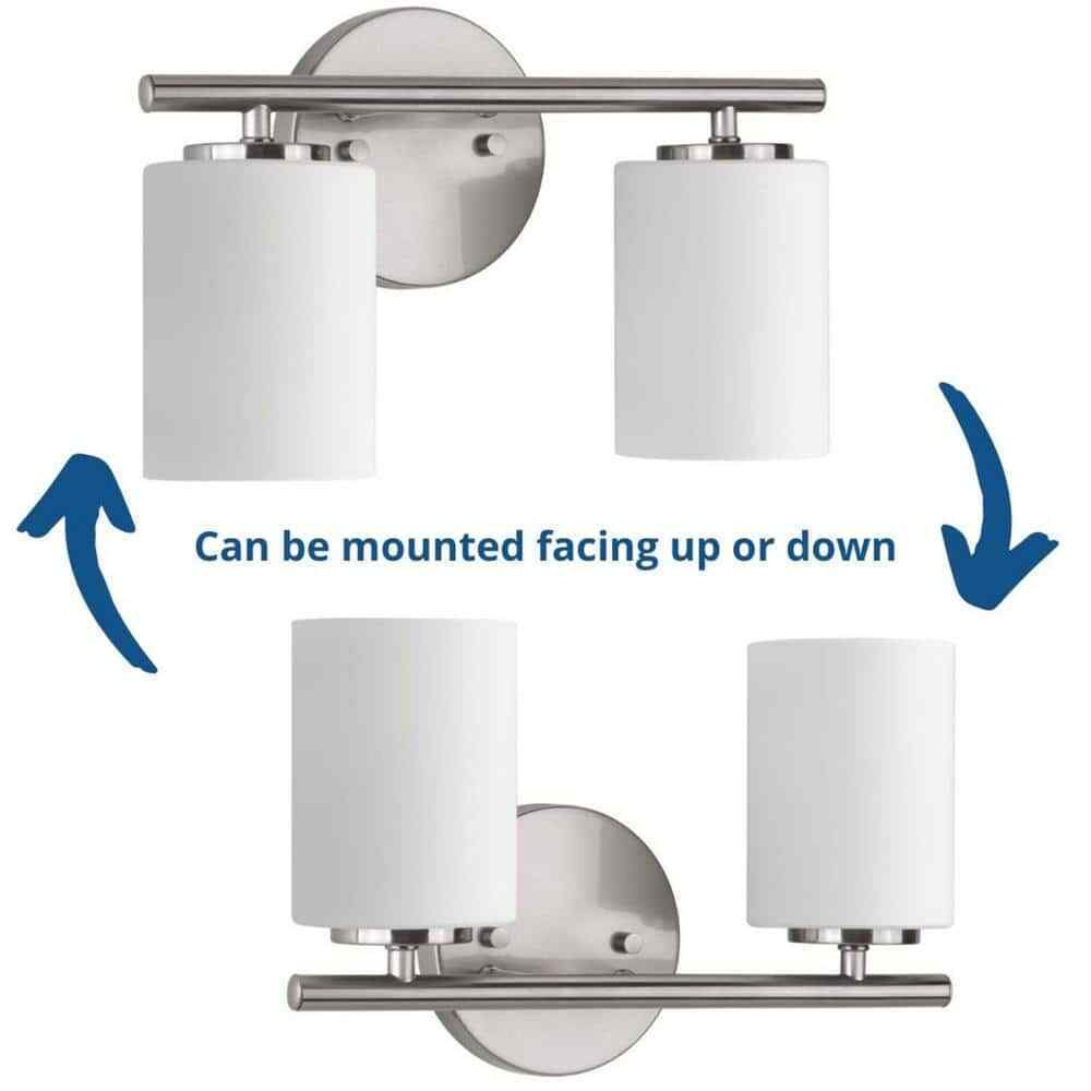 Progress Lighting Replay 13 in. Brushed Nickel Etched White Glass Vanity Light