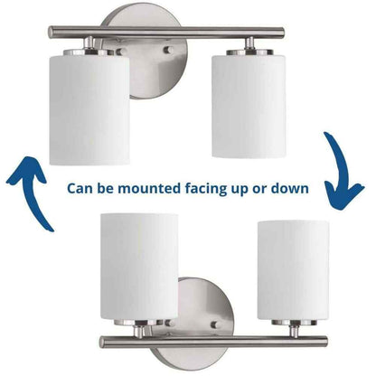 Progress Lighting Replay 13 in. Brushed Nickel Etched White Glass Vanity Light