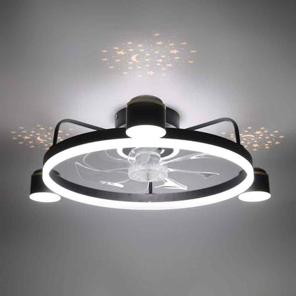 Bella Depot 28 in. LED Indoor Smart App Control Low Profile Black Ceiling Fan