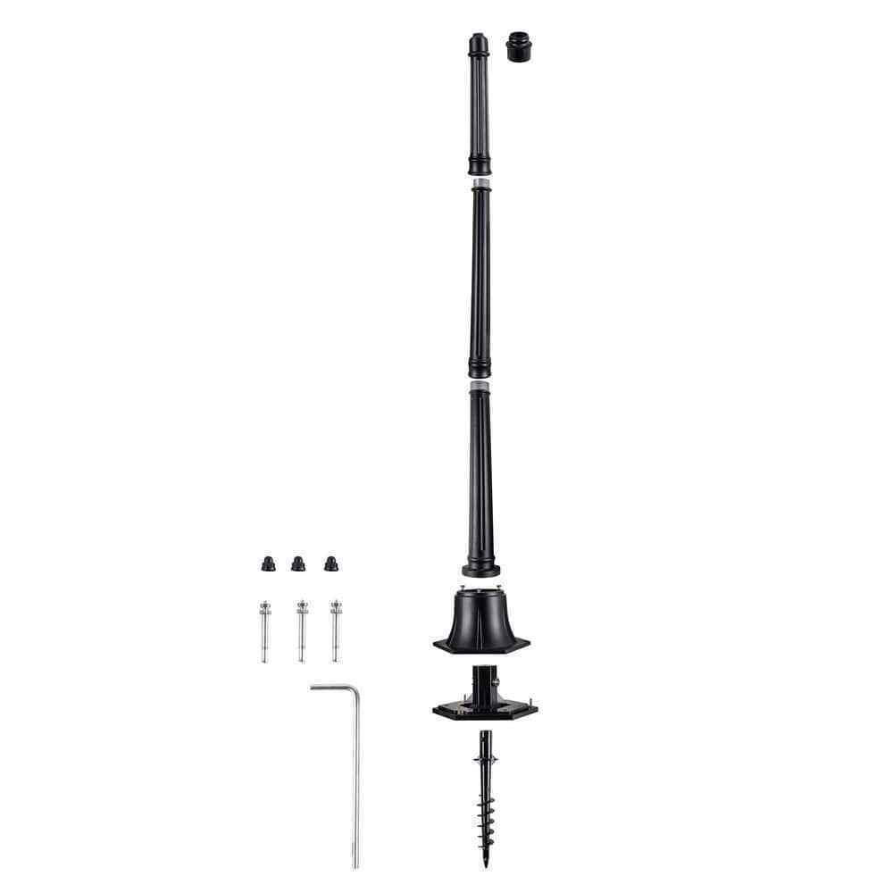 GAMA SONIC 79 in. Black Outdoor Cast Aluminum Decorative Lamp Post