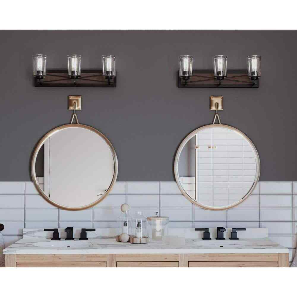 Progress Lighting Briarwood 3-Light Antique Bronze Painted Oak Vanity Light