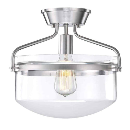 Hukoro Oro 13.4 in. 1-Light Semi Flush Mount with Brush Nickle Finish