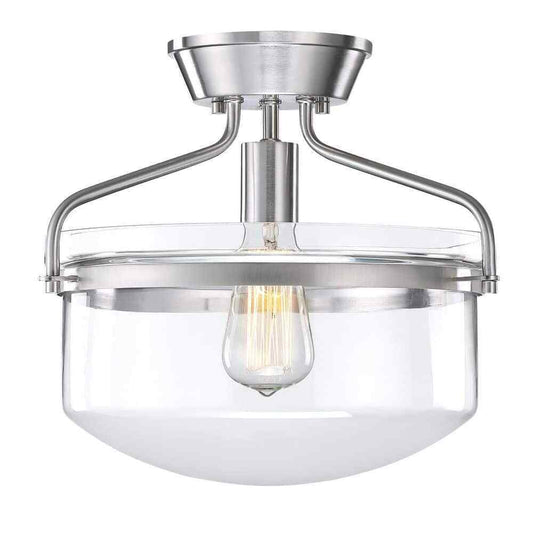 Hukoro Oro 13.4 in. 1-Light Semi Flush Mount with Brush Nickle Finish