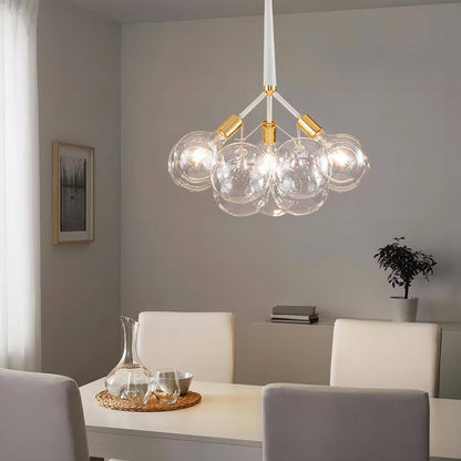 RRTYO Mateo 19.7 in. 3-light White Glam Cluster Globe Glass Bubble Chandelier