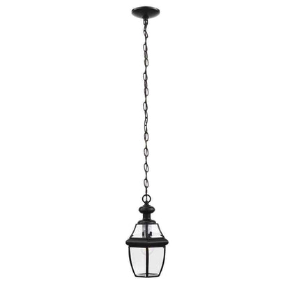 Hampton Bay Highstone 1-Light Matte Black Hardwired Hanging Pendant