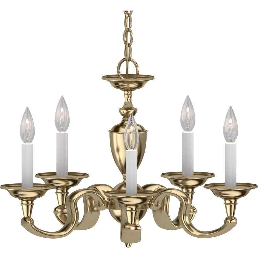 Volume Lighting 5-Lights Polished Solid Brass Chandelier V2425-0