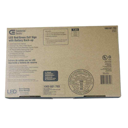 Commercial Electric 14W Equiv LED White Exit Sign w/ Ni-Cad 4.8-Volt Battery