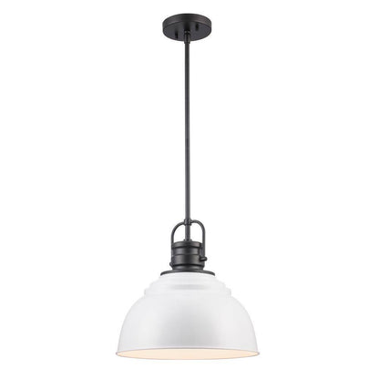 Home Decorators Shelston 13 in. Black and White Farmhouse Pendant Light Fixture